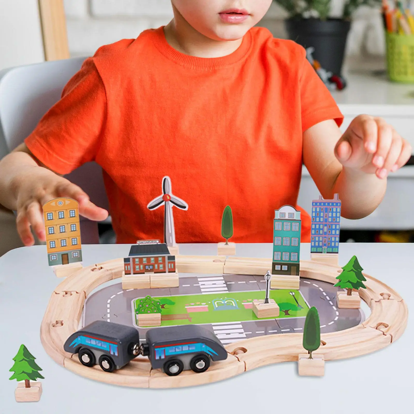 ไม้ชุดรางรถไฟคลาสสิกรถไฟของเล่นเด็กรถไฟ Playset ของเล่นรถไฟรถไฟชุดของเล่นสําหรับ 4 ~ 7 ก่อนวัยเรียนชายหญิงของขวัญ