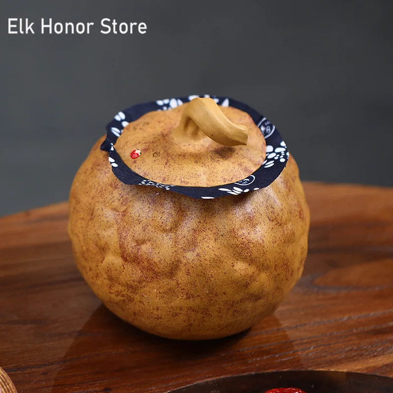 1kg Handmade Purple Clay Tea Storage Jar Pumpkin Tea Container Retro Moisture-proof Coffee Storage Tea Tin Household Teaware