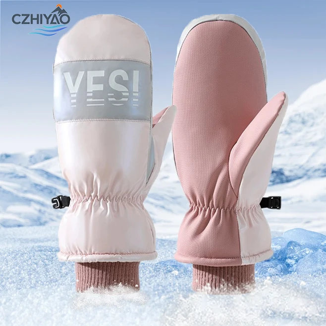 

CZHIYAO зимние женские лыжные перчатки, водонепроницаемый сенсорный экран, противоскользящие теплые ветрозащитные сноубордические перчатки для катания на лыжах, пешего туризма, велоспорта, спорта