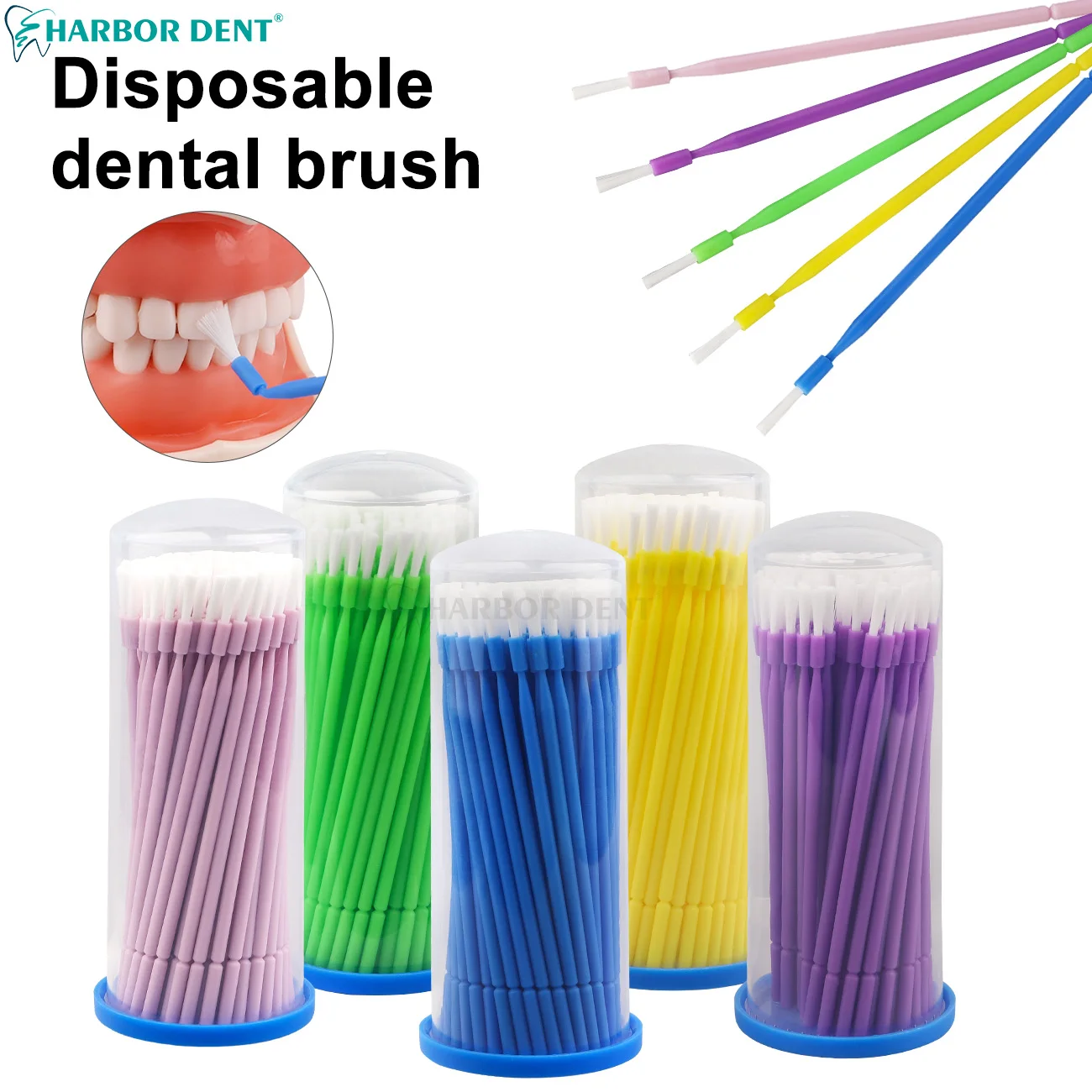 100 stks/fles Tandheelkundige Wegwerp Micro Applicator Borstels Met Lange Hoofdverlenging Cleaning Tools Tandheelkunde Accessoires