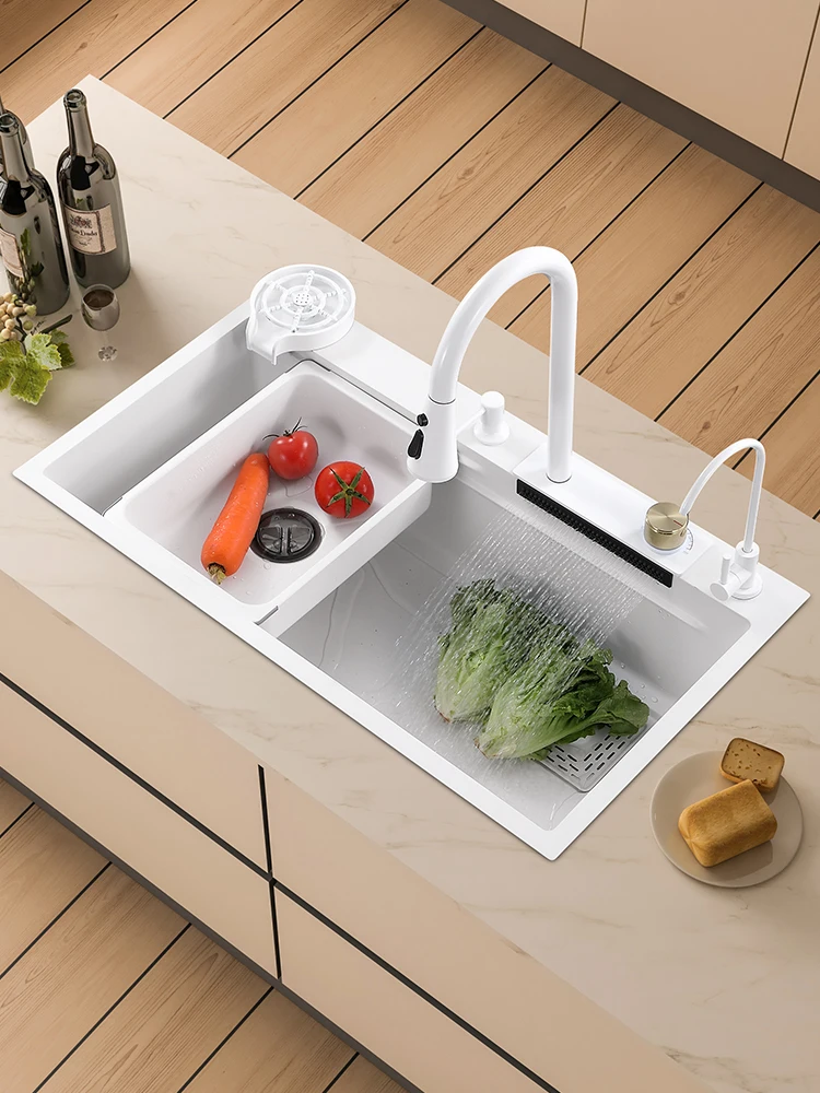 Kitchen sink stainless steel 304 large single sink countertop and lower household sink