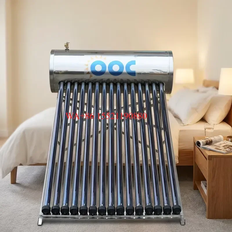 WMWMNU 250L Pressurized Solar Water Heater Evacuated Tube Stainless Steel Housing App Controlled Eco Friendly 10 Year