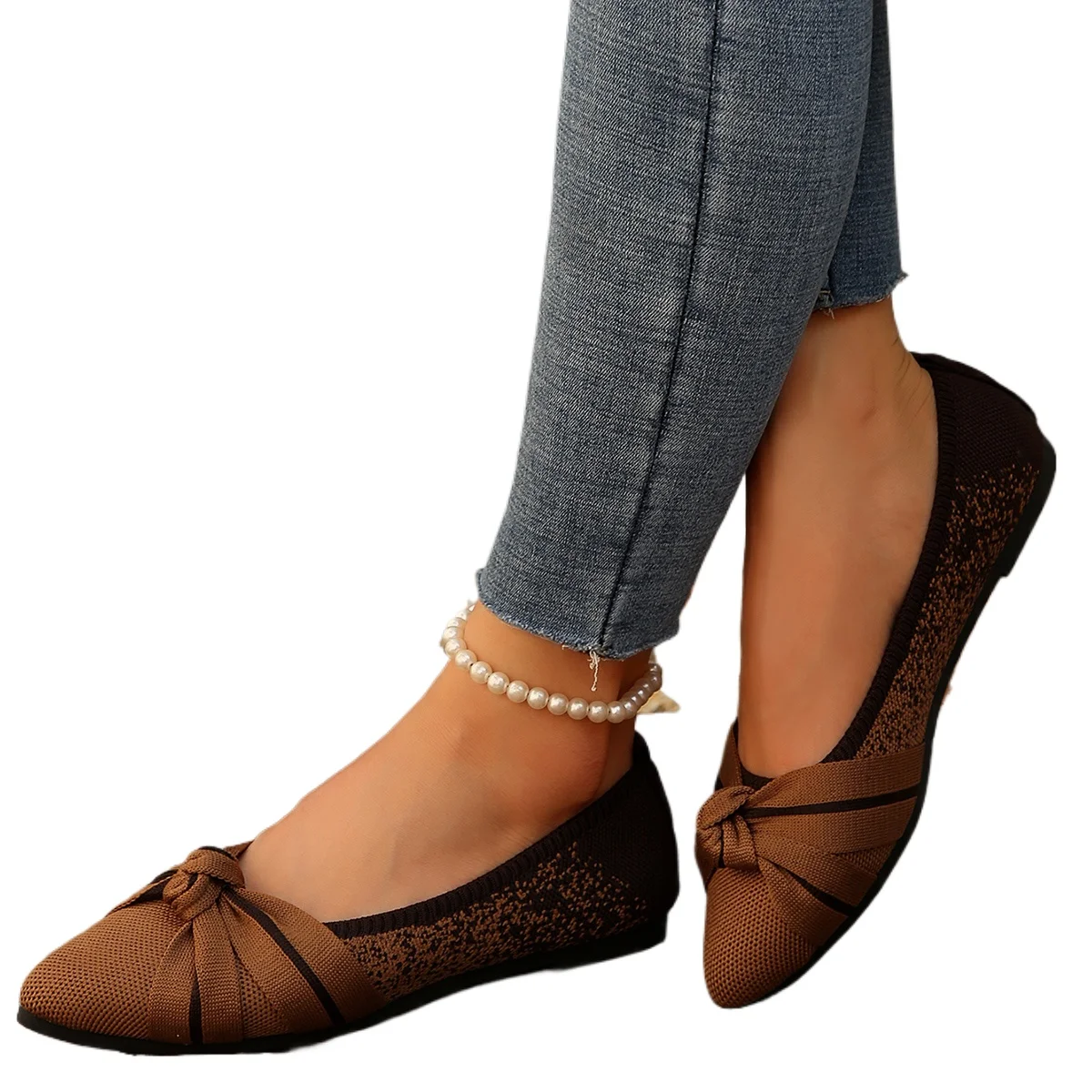 Mode bouche légère grande taille chaussures plates légères femmes printemps et automne nouveau bout pointu confortable décontracté chaussures simples