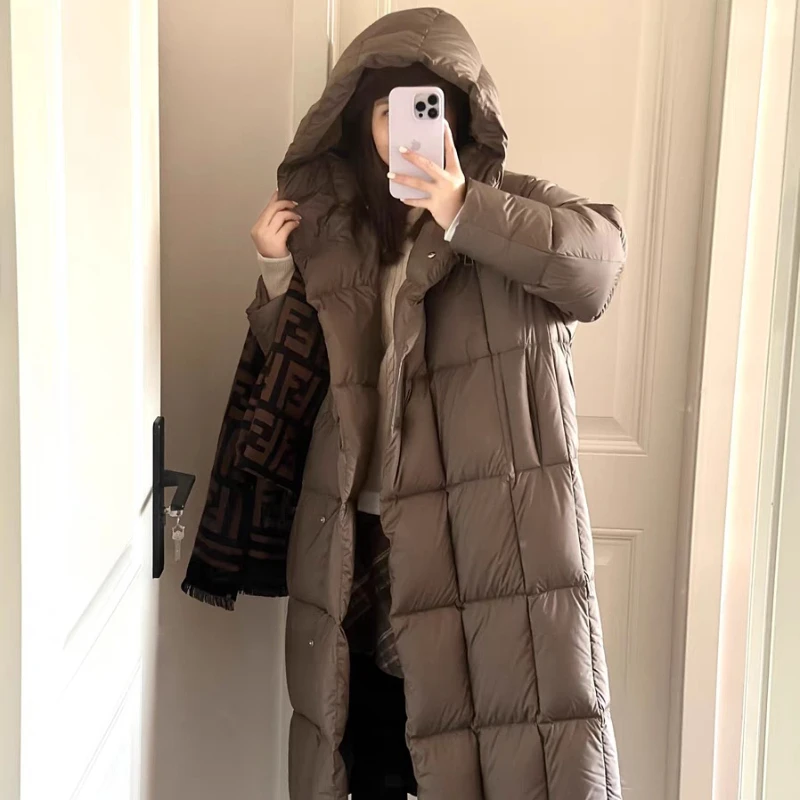 Women\'s Winter Warm Coat Women\'s Long Down Jacket Loose A Shape Fashion Hooded Single-breasted 2024 New Casual Parka Coat