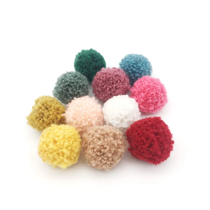 60Pcs 20mm Curly Pompon Plush Balls DIY Craft Earrings Pendant Hair Accessories Clothing Hat Wedding Decor Materials Pompoms