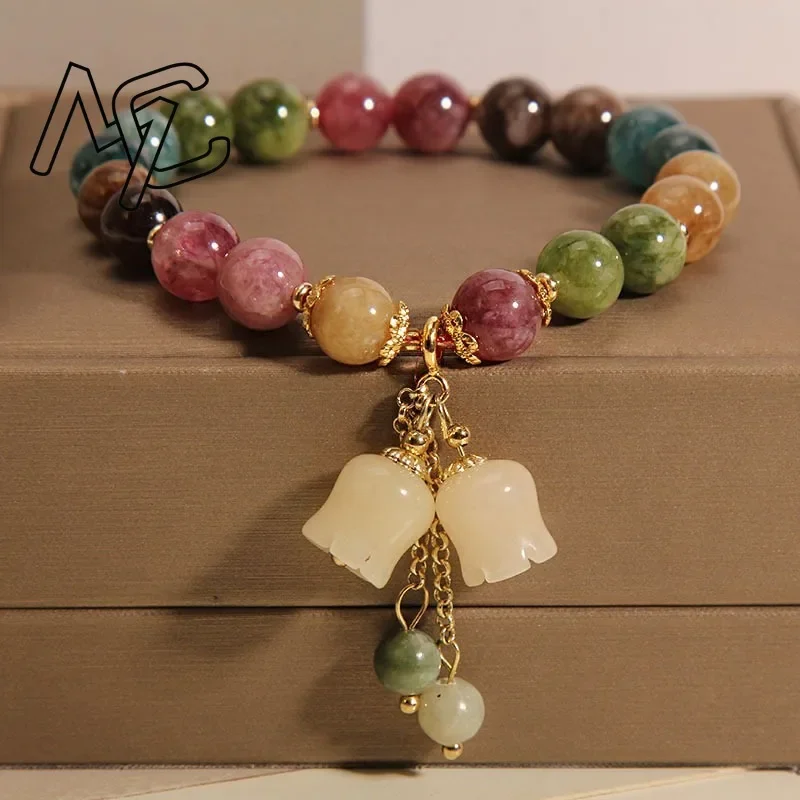 

Natural Jade Agate 18K Gold Plated Flower Bracelet Exquisite Sexy Young Girls Fashion Real Jewelry Best Selling Holiday Gifts