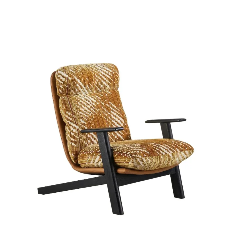 Super comfortable design sofa chair, medieval single sofa, balcony living room ash wood armchair