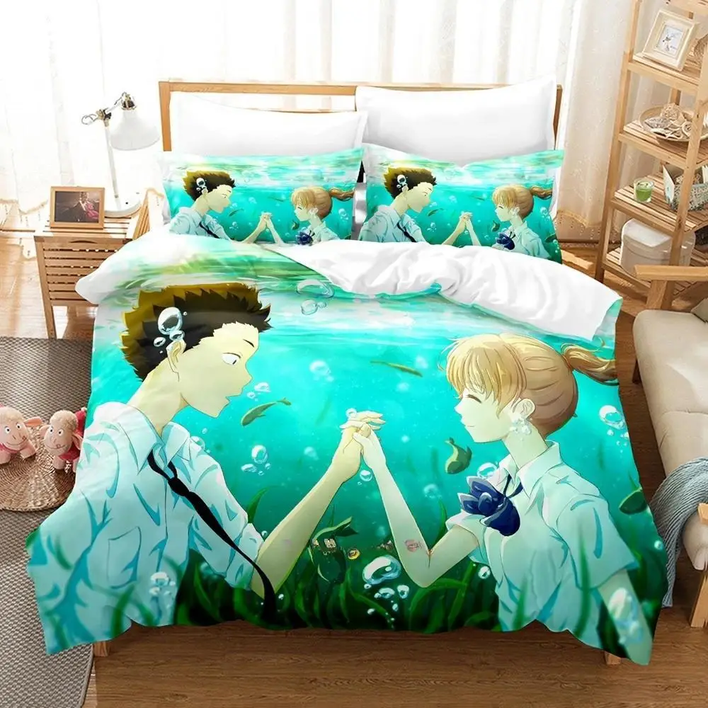 

New Anime A Silent Voice Bedding Set Duvet Cover Comforter Bed Set Quilt Cover Pillowcase King Queen Twin Size Boys Girl Adult