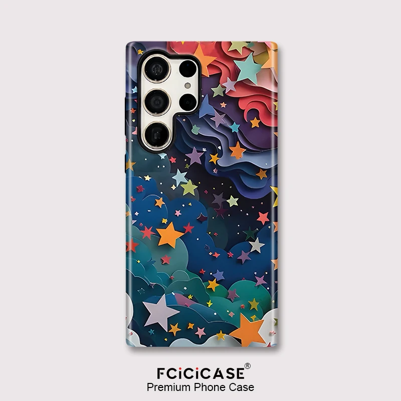 حافظة هاتف ناعمة على شكل نجوم ملونة لهاتف سامسونج جالاكسي S23 Ultra S24 S 24 Plus S20 FE طبقة مزدوجة مضادة للسقوط #1
