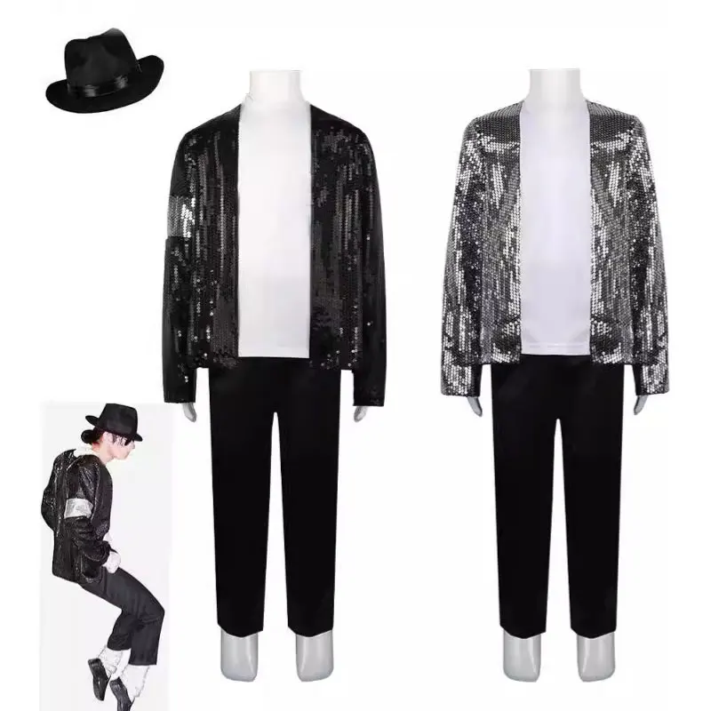 Michael Jackson Performance Costume Imitation Set Stage Glitter Children\'s Adult Men\'s and Women\'s MJ Performance Costume Set