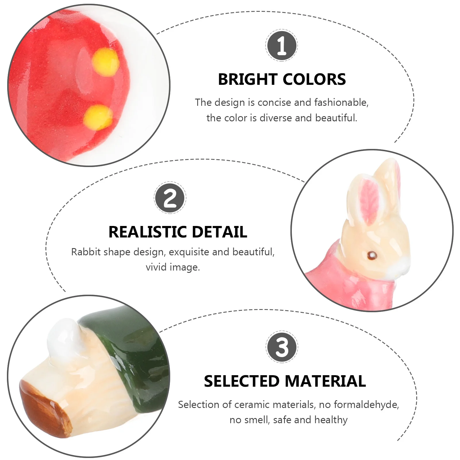 

6Pcs Ceramic Chopsticks Holder Rabbit Design Compact Chopstick Rest Spoon Fork Stand Dining Table Organizer Chopsticks Holder