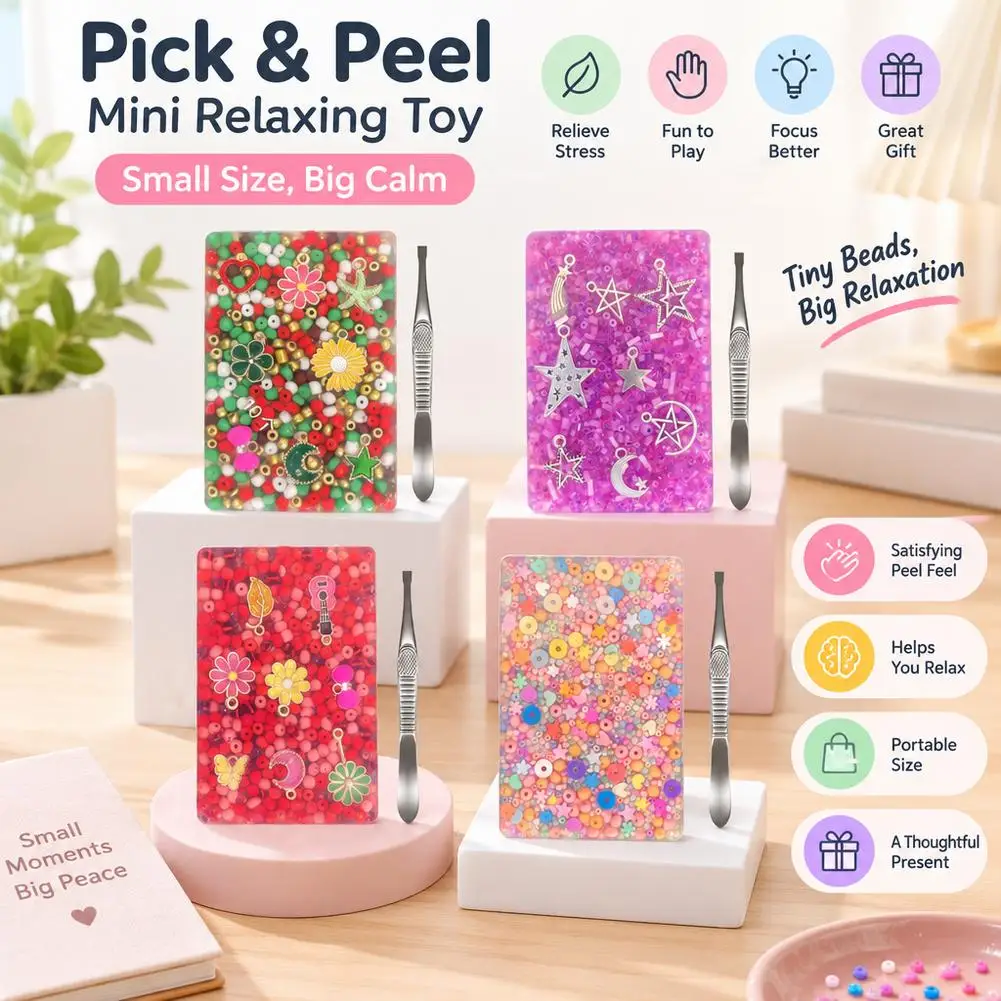 Skin Picking Fidget Toy Silicone Picky Pad Tweezer ADHD Autism Stress Relief Hair Pulling Trichotillomania Peeling Strip