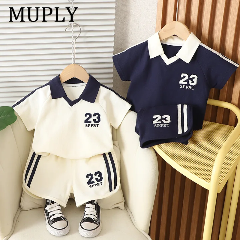 Children's Short Sleeve Polo Shirt Set Trendy And Stylish Two-Piece Summer Outfit for Boys