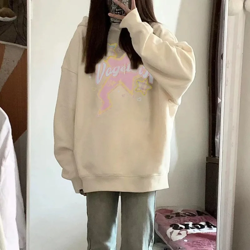 

Fashion 2000s Star Print Hooded Pullover Hoodie Women Grunge Harajuku Hip Hop Oversize Streetwear Y2k Girls Outdoor Clothes Y 2k