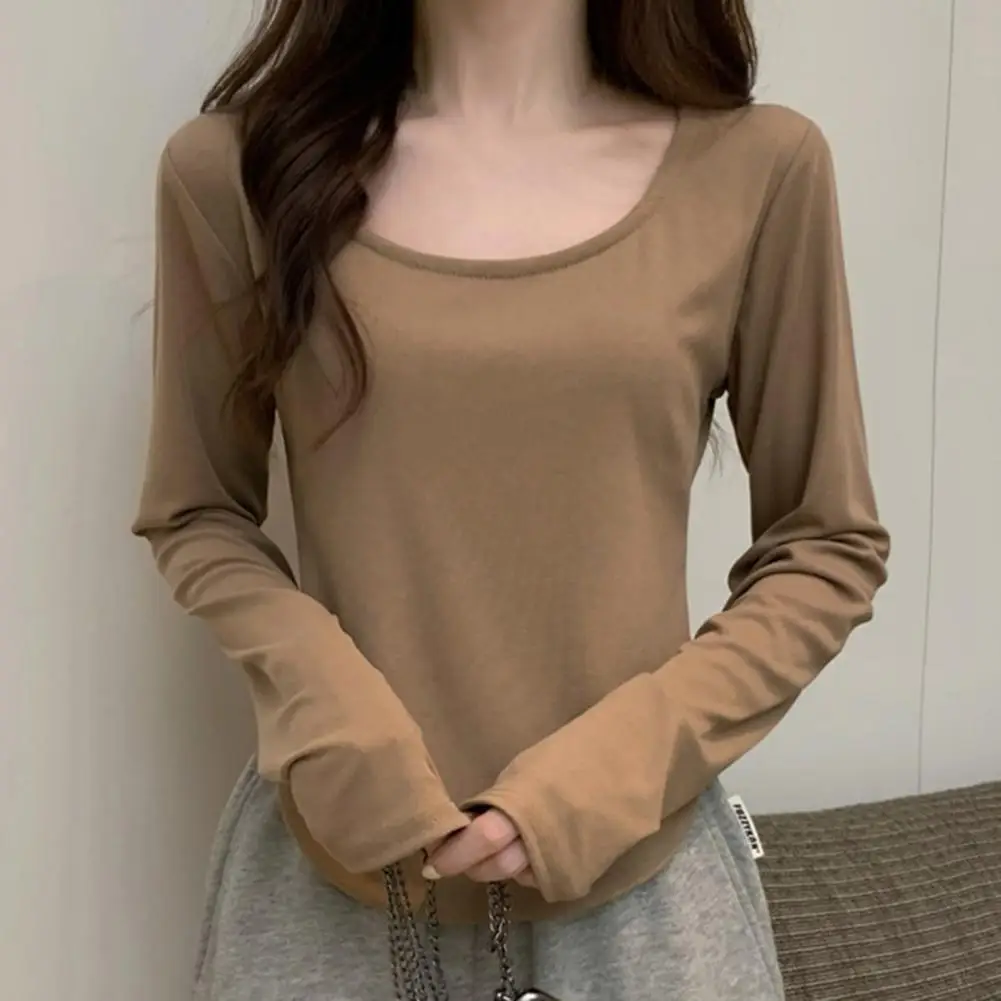 Autumn Undershirt Trendy Skin-Touch Cropped Top Irregular Short Type Autumn Pullover Blouse Daily Clothing