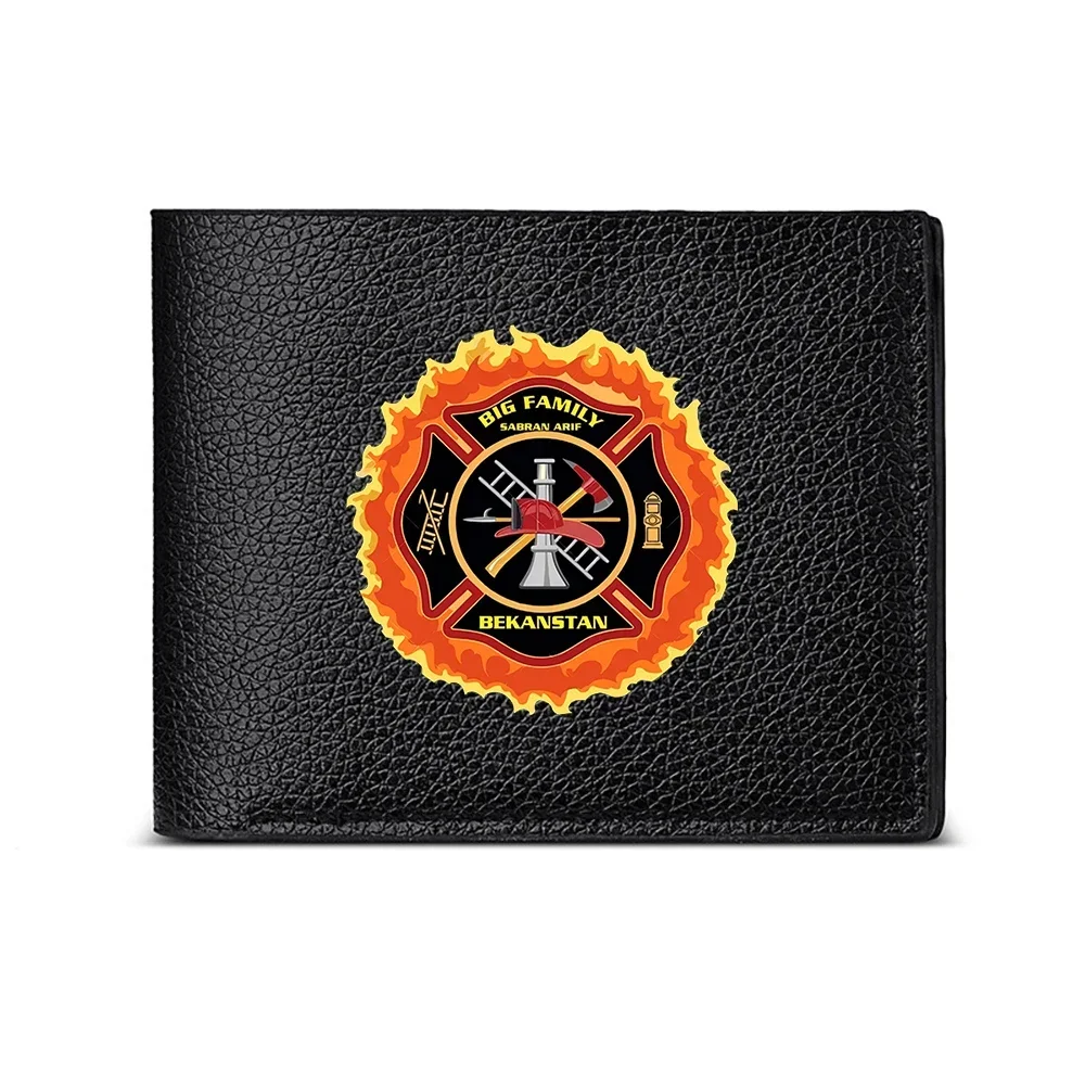 Big Family Fire Department Emblem Design Men's Wallet Card Holder Casual Business Fashion Print