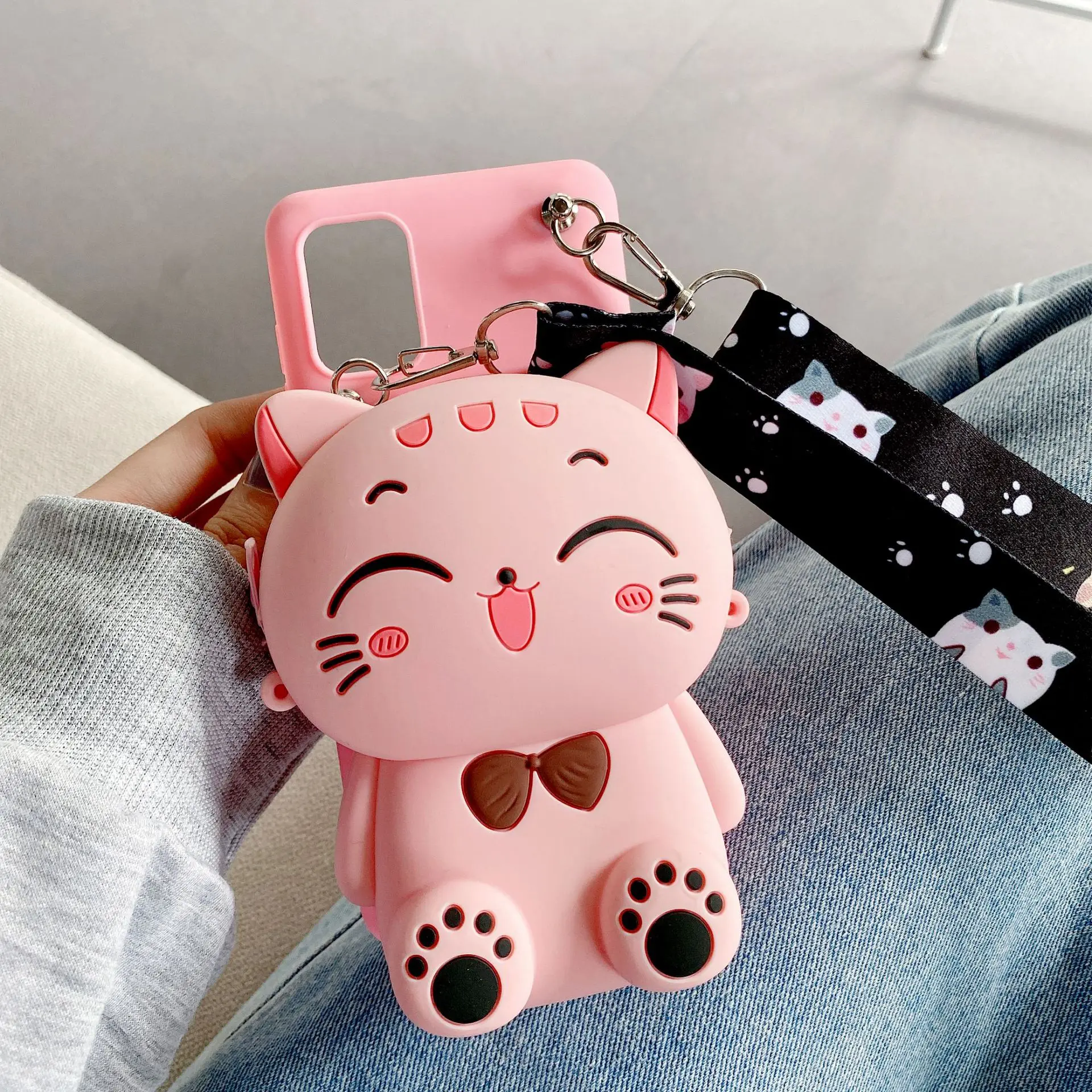 Cartoon Animal Coin Wallet Bag Case For Samsung Galaxy A5 2017 A6 A7 2019 A8 Plus A9 2018 S6 S7 Edge S8 Phone Cover With Lanyard