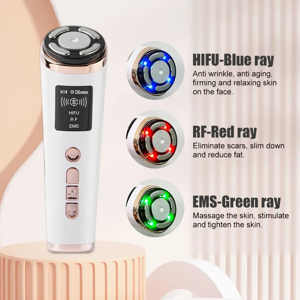 

4 IN 1 Mini HIFU Machine EMS Ultrasonic Facial Massager for Firming Skin Care Anti Wrinkle Professional Antiaging Lifting