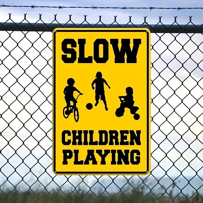 Reflective 'Slow - Teenagers Playing' Metal Sign, es - Perfect Choice for Streets, Kindergartens, Parks, Etc.!