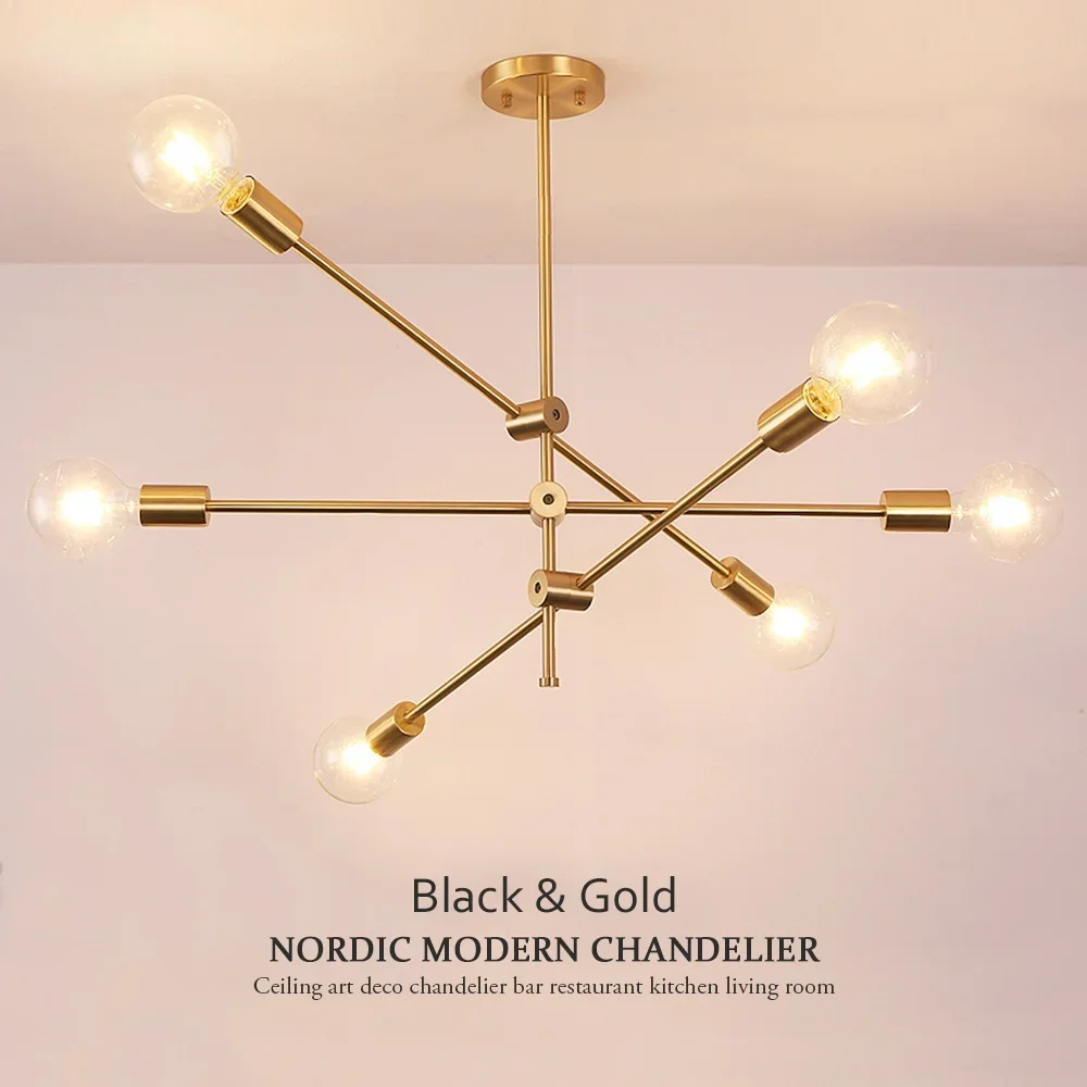 

Modern Lighting Nordic Chandelier Chandelier Living Room Chandelier Indoor Golden Study Lamp Ceiling Long Rod Art Decoration