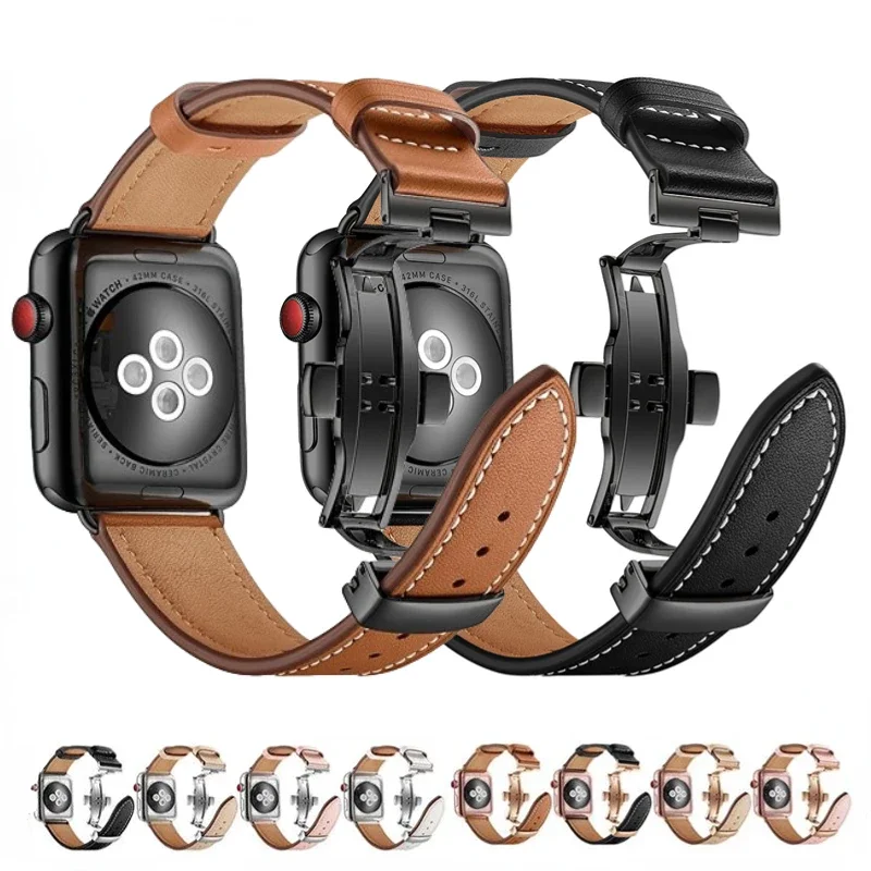 

Genuine Leather strap for Apple watch band Ultra 2 49mm 10 9 8 7 6 5 4 SE 45mm 44mm 41mm 40mm 42mm 46mm Bracelet Wristband Belt