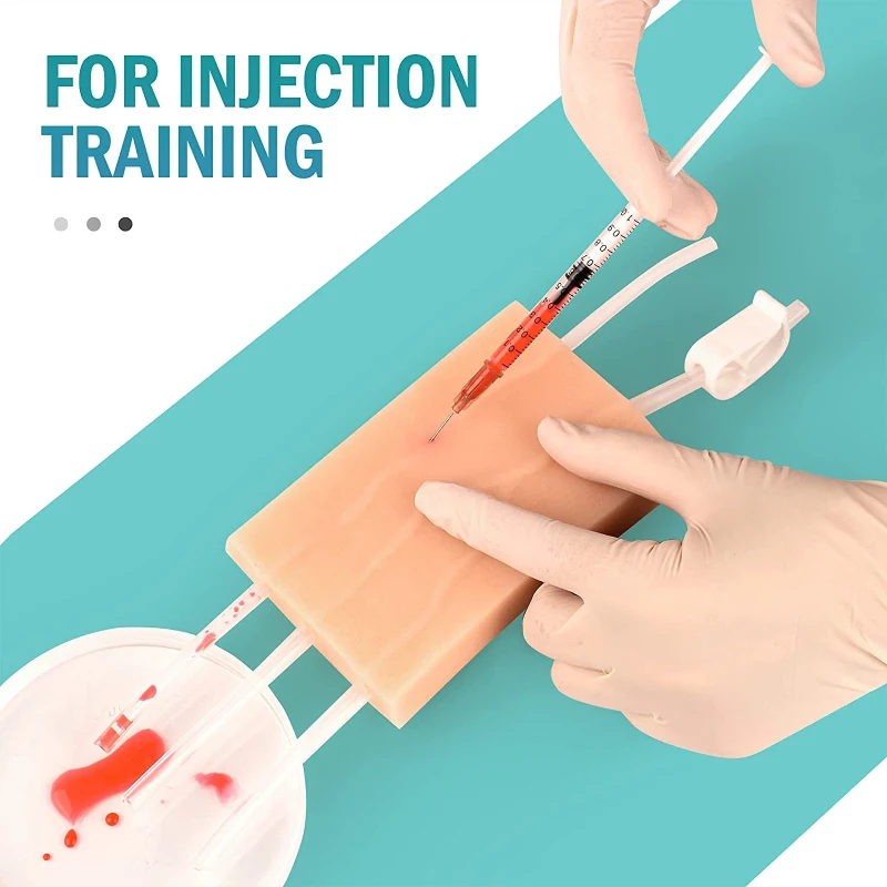 Injection Training Pad Silicone Human Skin Suture Model Y/4 Vein Imbedded Layers Injection Practice Model