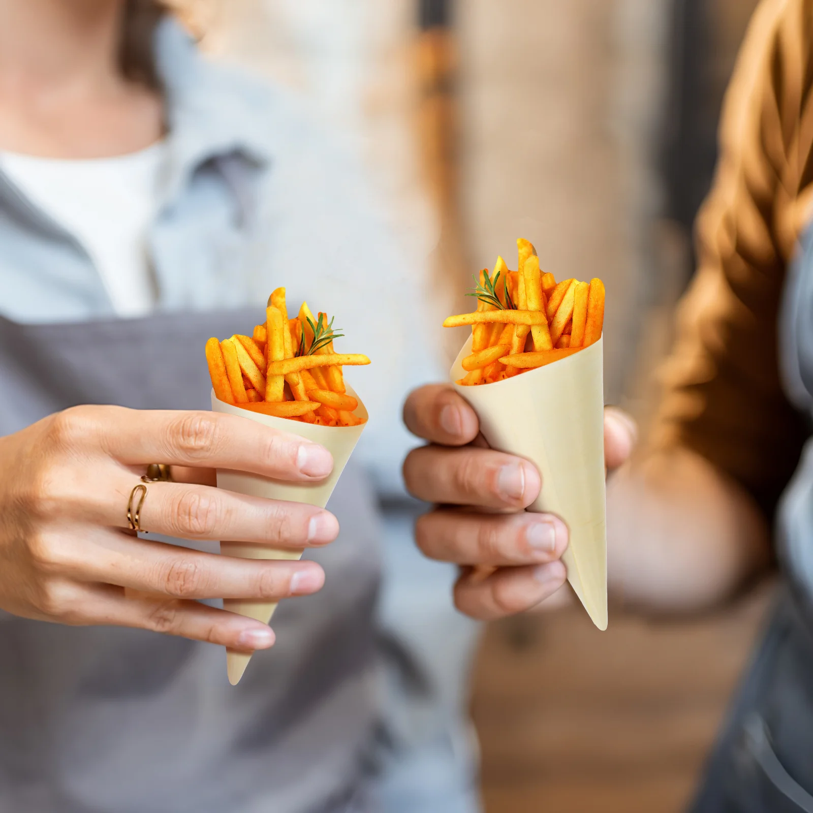 

100 pcs Wooden Tasting Natural Rustic Food Holders For Ice Cream Desserts Disposable Charcuterie Cones Kit Small Wood Cones