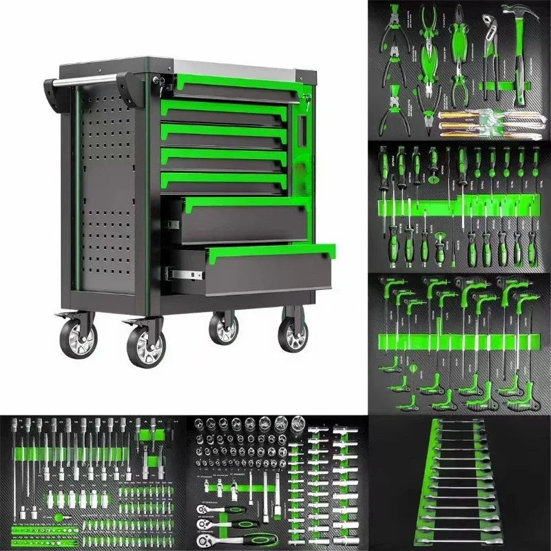 Tool Cart Heavy Duty Mobile Cabinet Portable Thickened Drawer Type Pulley Tool Cart Multi-function