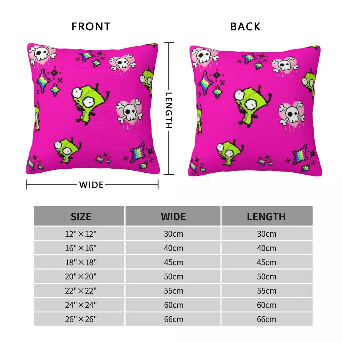 Invaders Zims Gir Pillow Cover Square Pillow Case Cushion Cover Fashion Printed Pillowcases For Sofa Home Decoration