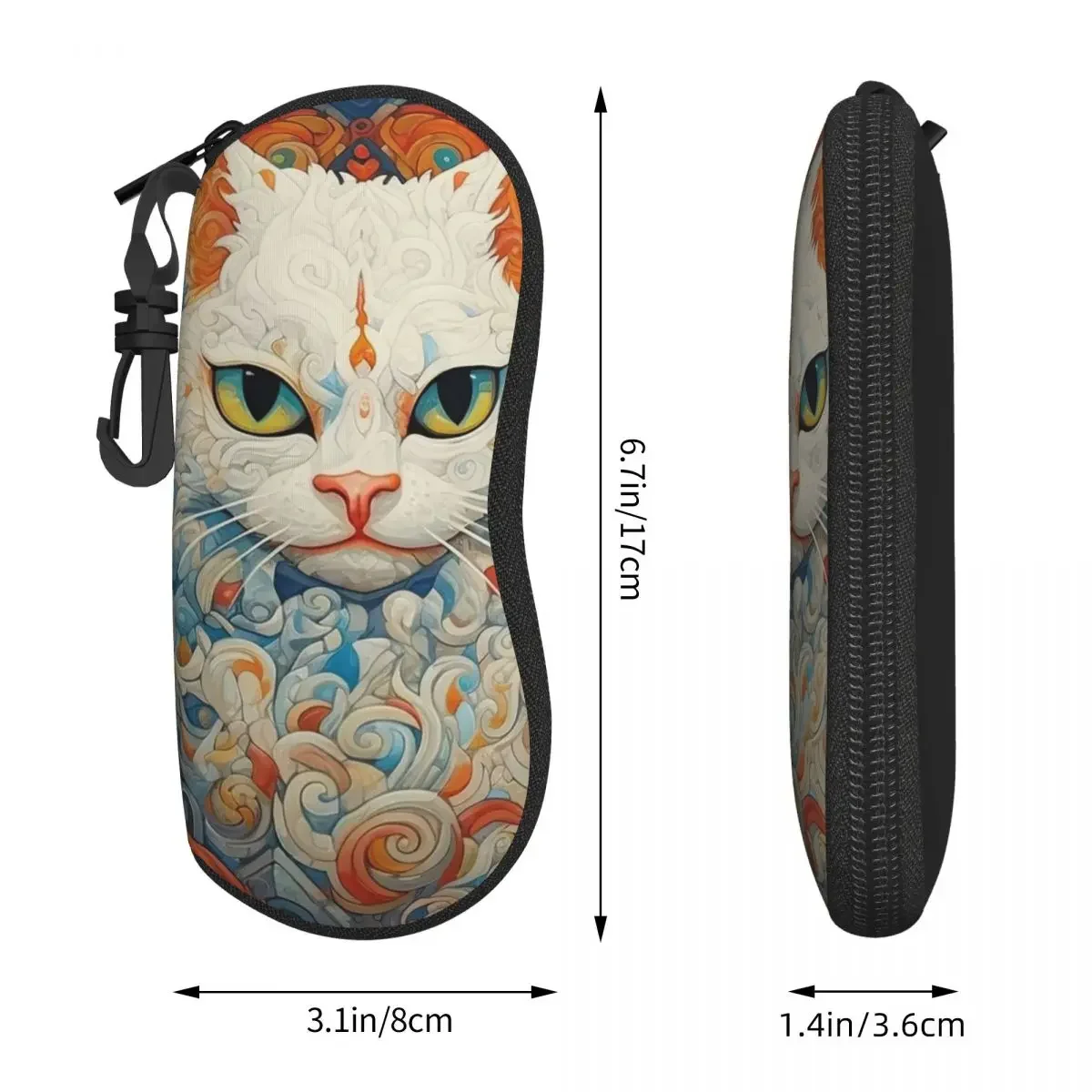 Weiße Katze Brille Fall Abdeckung Tier abstrakte Kunst Tasche Sonnenbrille für männliche Retro Brillen Zubehör Schlüssel anhänger Box