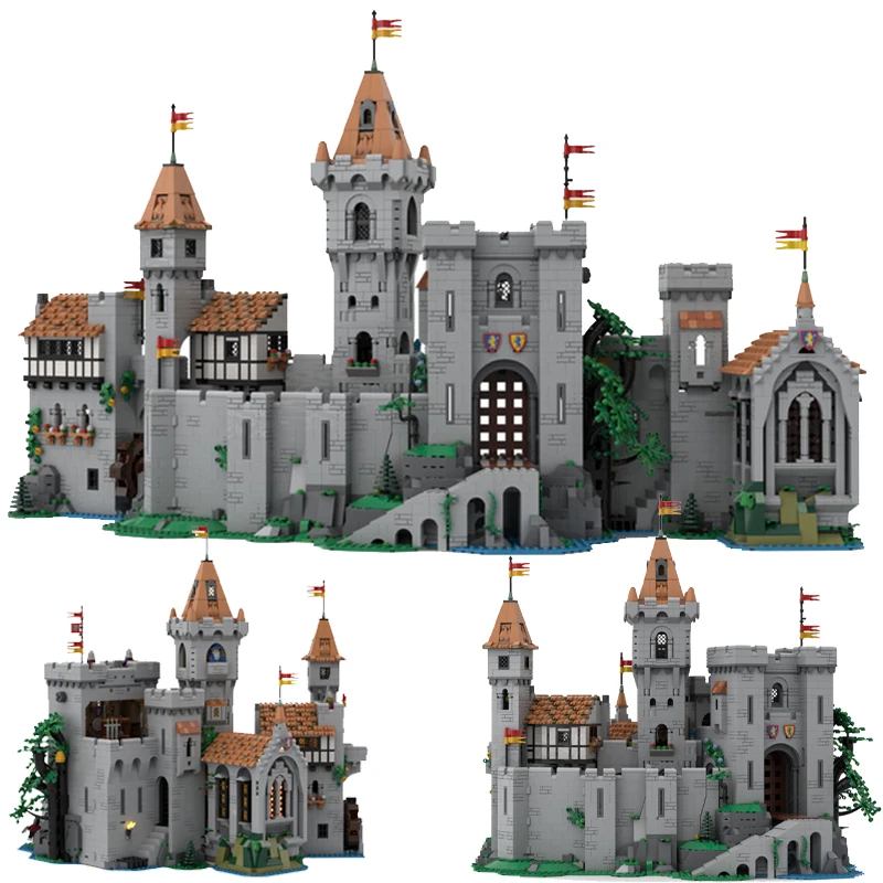 

Retro European Medieval Street View Lion Knights Castle Model Building Blocks Soldier Figures MOC-10305 Kids Toy Birthday Gift