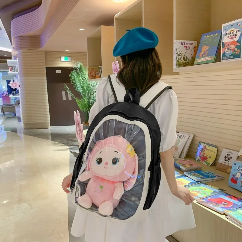 Bolsa de Escola Transparente para Meninas Harajuku, Simples, Brinquedo Infantil, Bolsa de Ombro, Escola Primária, Jovens, Júnior, Alunos do Ensino Médio