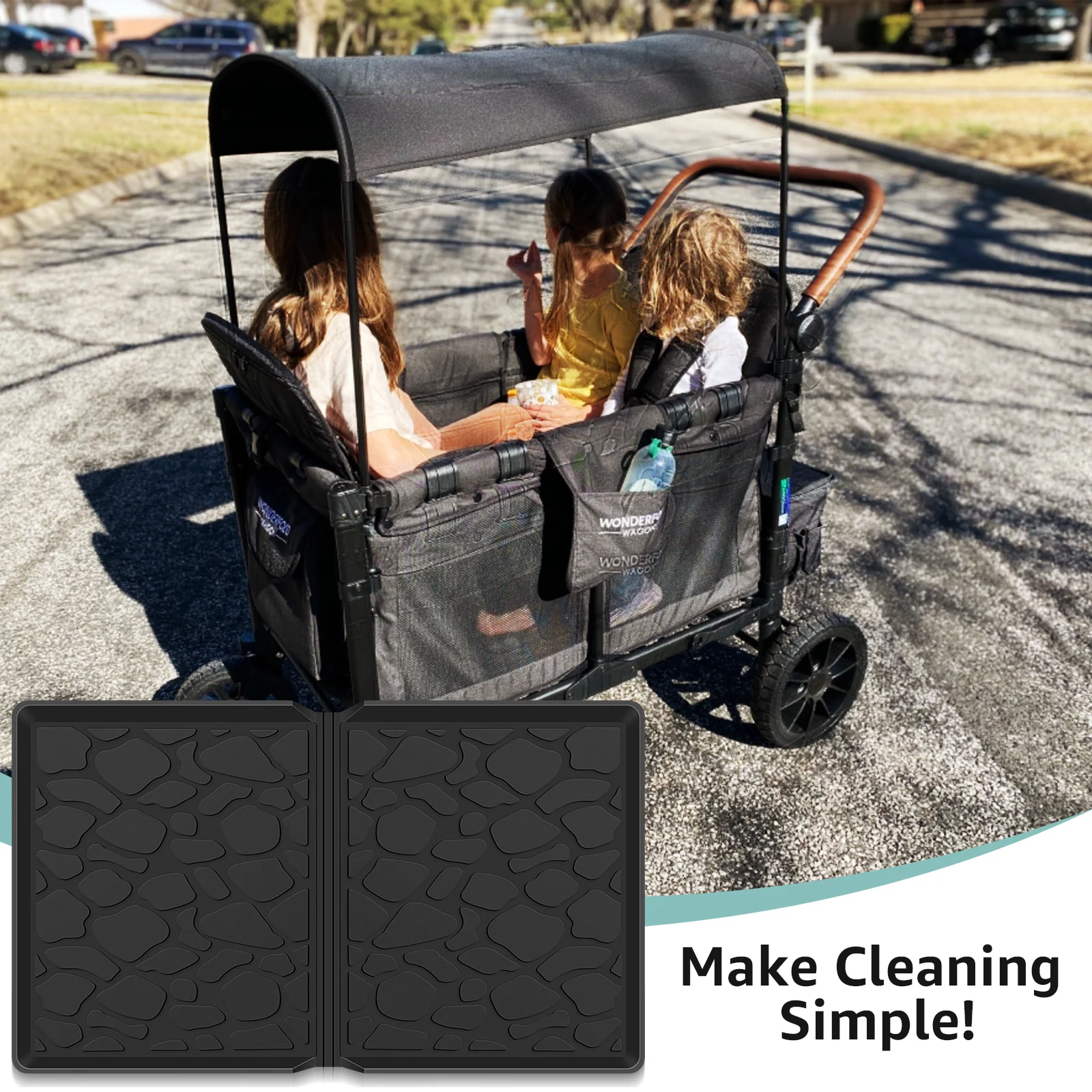 Imagem -06 - Silicone All Weather Mat para Wonderfold Stroller Wagon Wagon Series Proteger da Areia Sujeira e Água Impermeável e Detalhamentos