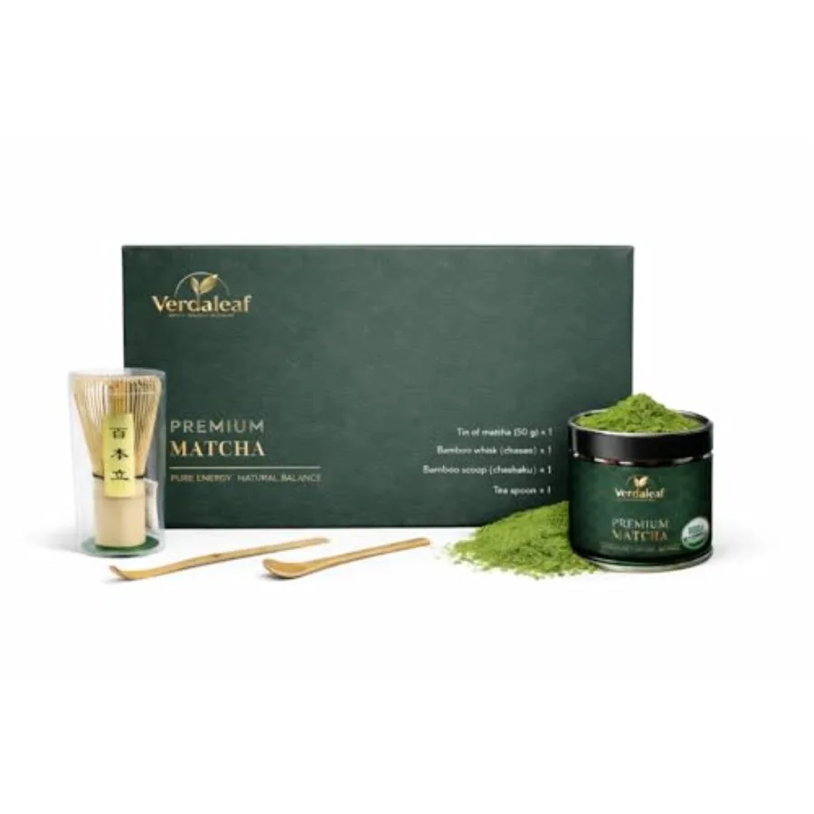 

Подарочный набор USDA Organic Matcha 50 г: Японский чай матча церемониального класса с бамбуковой венчиком и мерной ложкой. Премиальный стартовый набор для любителей матча.