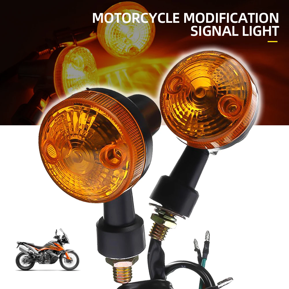 2Pcs Universal 12V Motorcycle LED Turn Signal Lights Round Indicator Lamp Amber Flashers for Suzuki Honda Kawasaki