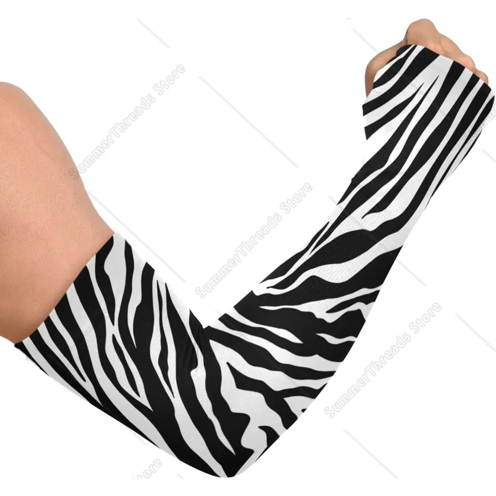 

Black and white stripes Sleeves with Thumb Hole Garden Farm Sleeves Sun Protection Cooling Cover Up Arm Sleeves