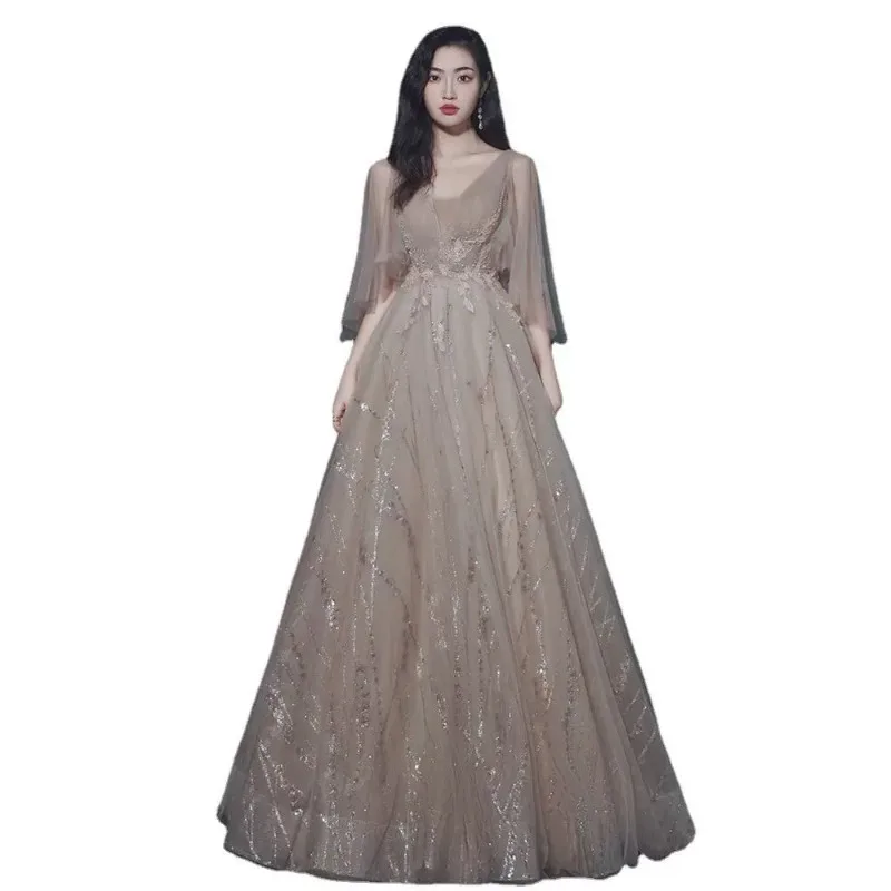 فستان سهرة نسائي جديد مثير مطرز لعام 2025 فستان عصري وتنحيف للولائم على طراز امتحان فني لأداء البيانو #6