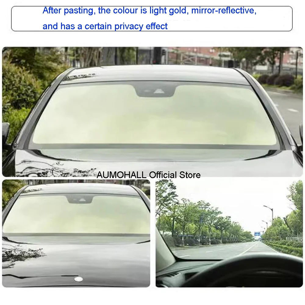 1.52m X 30m VLT 70% Light Gold Car Window Tints, Mirror-reflective, Front Windshield Tinting Film UV Block Solar Foils Roll