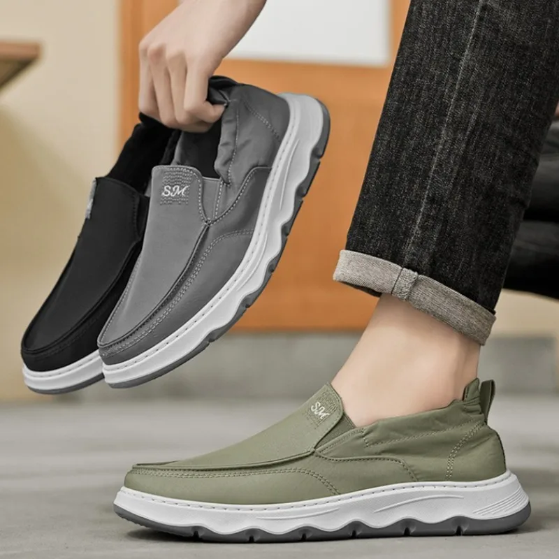 2026 Summer New  Old Beijing Cloth Running Sneakers Lazy One-Step Sports Board Shoes Breathable Flats Ice Silk Canvas Man Shoes