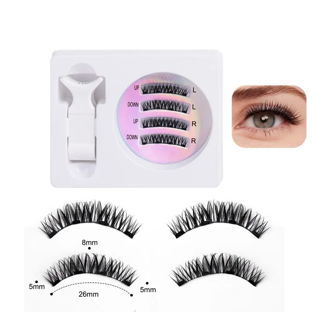 Fashionable Natural Magnetic Eyelash Kit Reusable 3D Non-glue False Eyelashes Glue-free Wispy Long Manga Lashes Novice