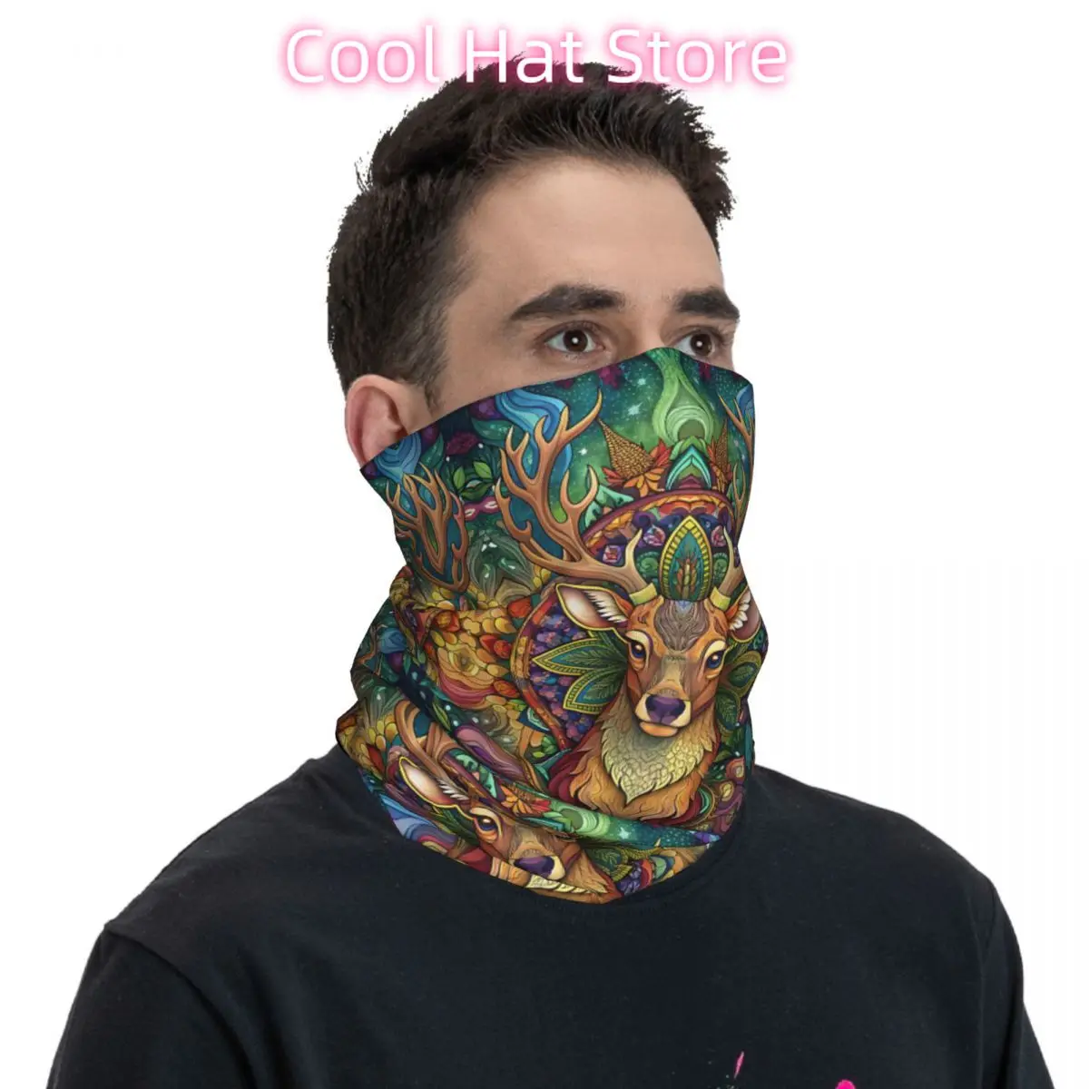 وشاح أبيض للرقبة من DEER Mandala Bandana، أغطية رأس متعددة الاستخدام لصيد الأسماك للجنسين والكبار في الشتاء #4