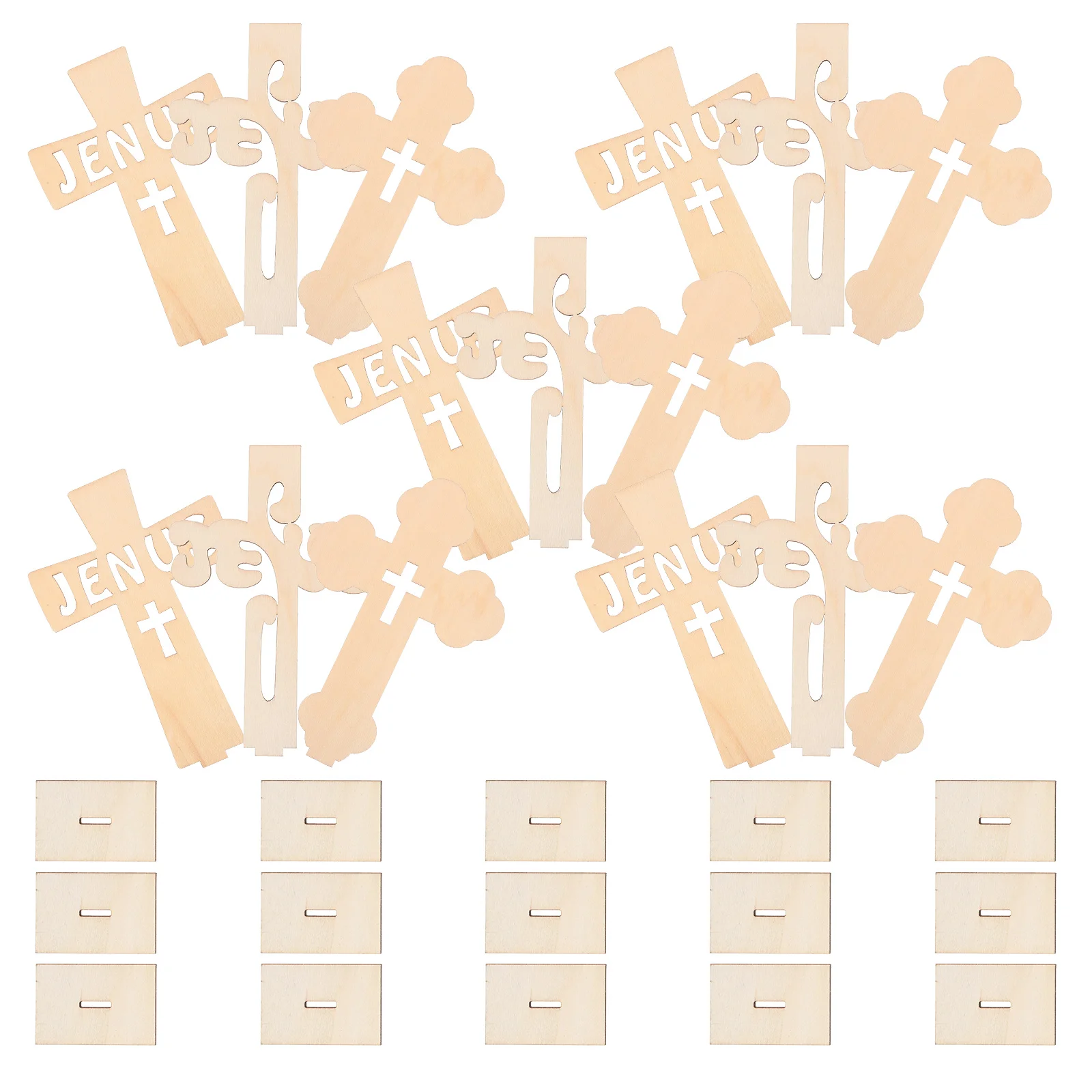 

15Pcs Wooden Cross Ornaments Handcrafted Baptism Centerpieces Religious Decorations Wood Cross Crafts Table Decor