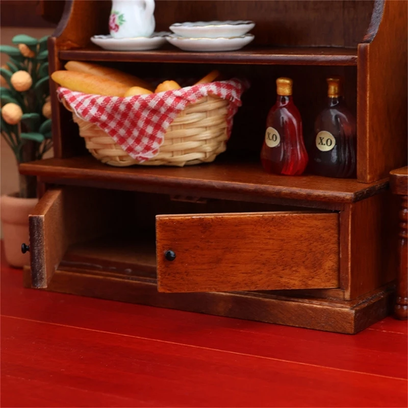 1/12 خزانة خشبية مصغرة نموذج أثاث بيت الدمية عرض مشروع حرفي إبداعي لعشاق التجميع 15UB