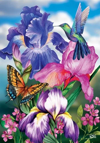 Irises Spring House Flag 28 x 40 Briarwood Lane HHJ LLG
