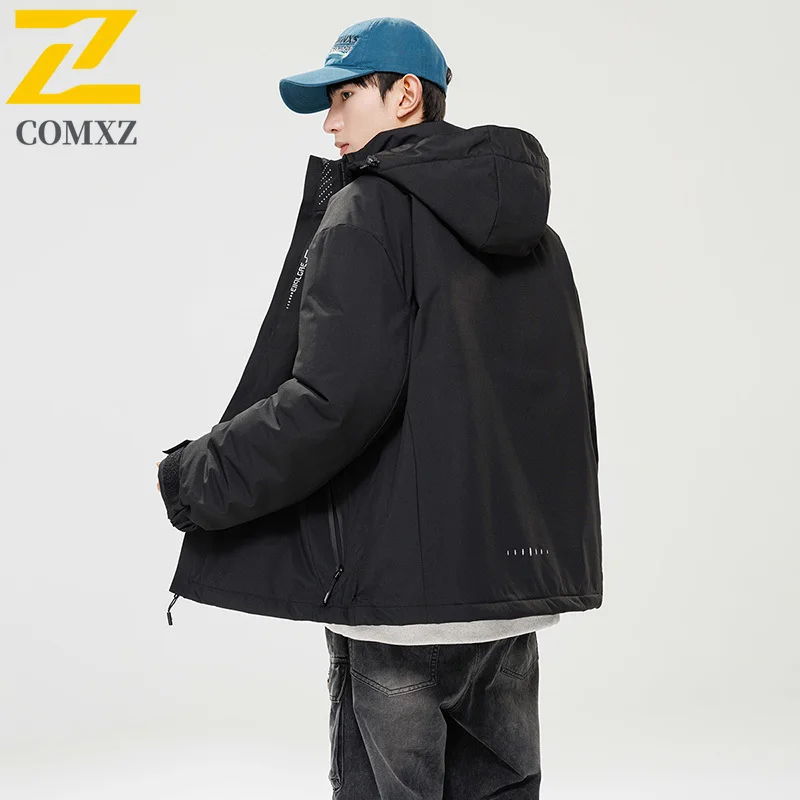 

2025 New Men Cotton Jacket Graphene Heating Warmth Hooded Parker Coat Outdoor Leisure Skiing Camping Raincoat Windcoat Upgraded