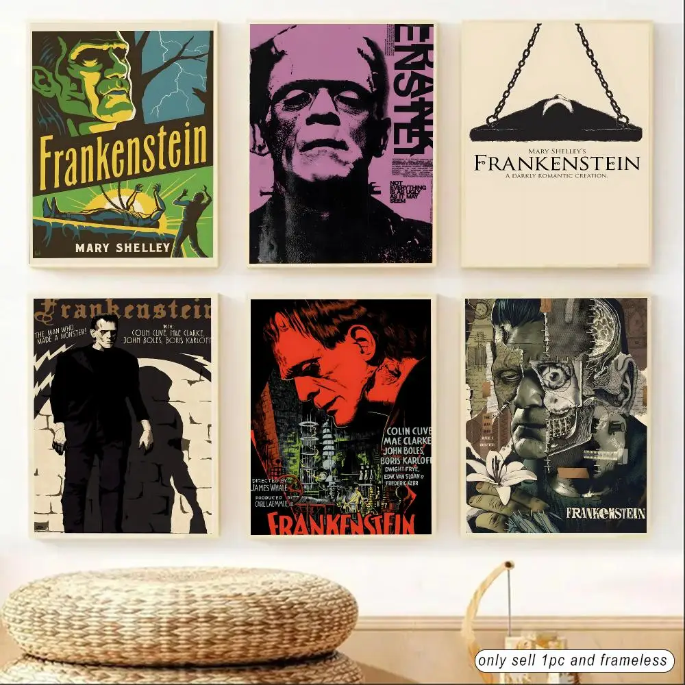 F-Frankenstein HORROR MOIVE Poster Sticky Poster Home Office Wall Bedroom Living Room Kitchen Decoration Painting