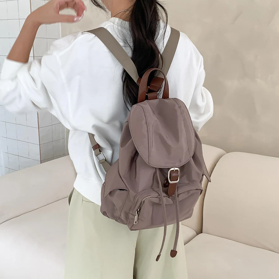 

Casual Nylon Backpack Women Large Capacity Foldable Student Schoolbag Flip Bag Korean Travel Bagpack Traveling Shoulder Bags Sac