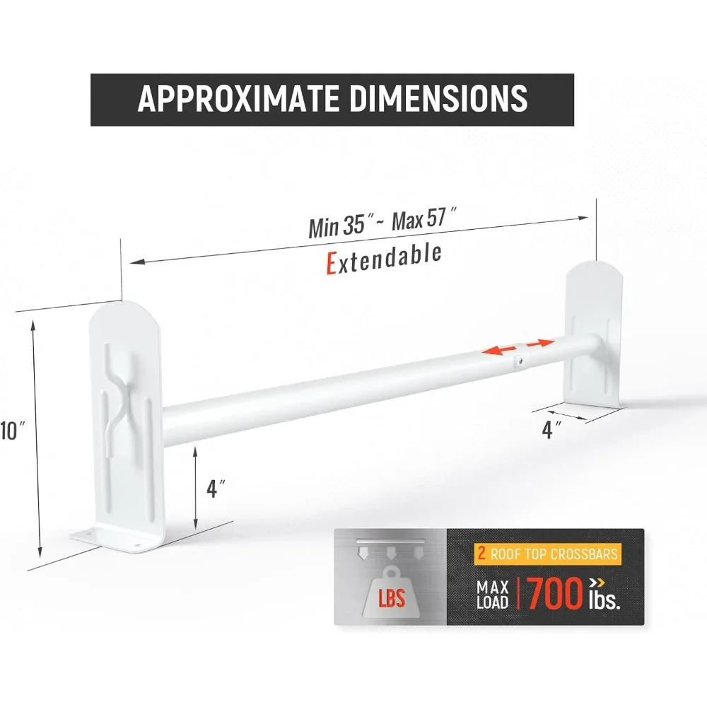 Utility Van Roof Ladder Rack System for Ford Transit Connect 2008-2013, Steel 2 Bar Design, Matte White Finish, Drilling Require