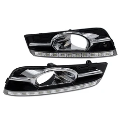2Pcs/set LED DRL for Chevrolet Cruze 2010-2013 Daytime Running Light in Fog Lamp Hole Form White LED Day Light with Turn Signal