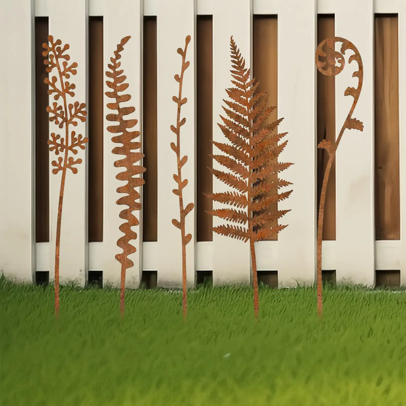 

5pcs Metal Decorative Garden Stakes Flower Patio Balcony Planter Garden Decor Home Yard Outdoor Decoration Garden Accessories